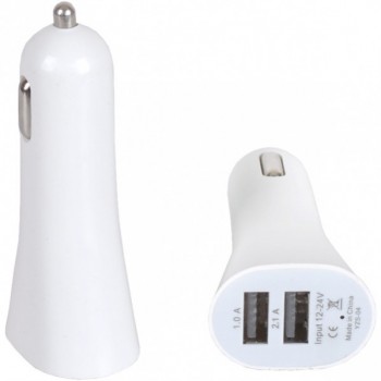 Автомобильный 2-USB адаптер 1.0А/2.1А YT004 овал YT004