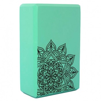 Блок для йоги и растяжки MS 0858-5 с рисунком (Бирюзовый)