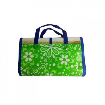 Сумка-коврик для пляжа и пикника GM18190 90*170 см (Бело-Зелёные Цветы)