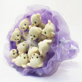 Букет из игрушек Мишки 11 лавандовый 5346IT