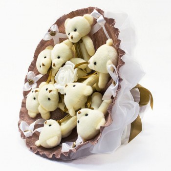 Букет из игрушек Мишки 9 кофейный 5348IT