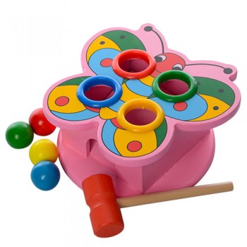 Развивающая игрушка стучалка MD 0045 деревянная ( 0045-1 (Бабочка)  с молоточком)