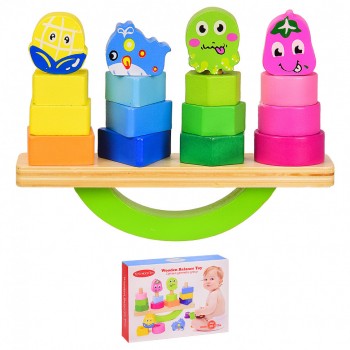 Деревянная игрушка VV211 балансир, 4 пирамидки