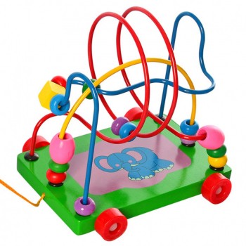 Деревянная игрушка Каталка MD 0320 лабиринт на проволоке (Слон)