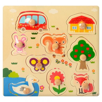 Развивающие пазлы вкладыши MD1088 деревянные (Лесные животные)