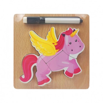 Деревянная игрушка Пазлы MD 2525 маркер, досточка для рисования (Единорог)