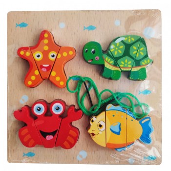 Деревянная игрушка MD 2804 Рамка-вкладыш (Морские Животные)