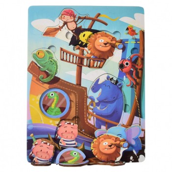 Деревянная Рамка-вкладыш MD 1550  30-23-0,5 см  (Животные пираты)