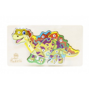 Детские развивающие пазлы с цифрами. Динозавры MD 2507 деревянные (Стегозавр MD 2507-5)