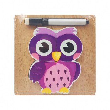 Деревянная игрушка Пазлы MD 2525 маркер, досточка для рисования (Сова)