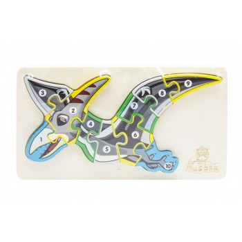 Деревянная игрушка Пазлы динозавры, с нумерацией MD 2507 (Птеродактиль MD 2507-1)