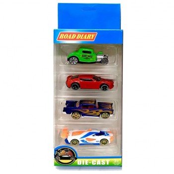 Набор машин металлических в коробке 4 шт, 698-04S-1-3 (698-04S-2)