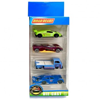 Набор машин металлических в коробке 4 шт, 698-04S-1-3 (698-04S-3)