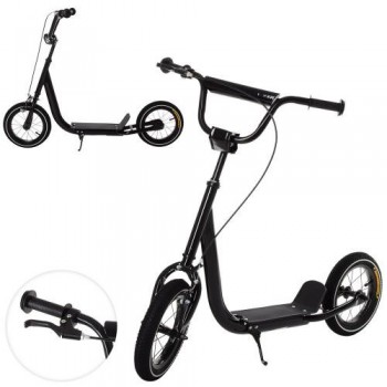 Самокат большие два колеса SR 2-046 с ручным тормозом (Черный)