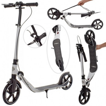 Самокат двухколёсный SR 2-059 с подножкой и ручным тормозом  (Белый)