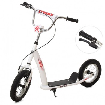 Самокат двухколесный SR 2-047 большые колёса , ручной торомз  (Белый)