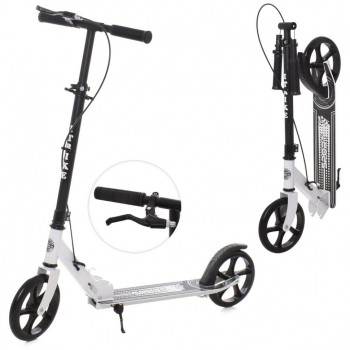 Самокат двухколёсный SR 2-051-1 с подножкой и ручным тормозом (Белый)