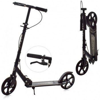 Самокат двухколёсный SR 2-051-1 с подножкой и ручным тормозом (Черный)