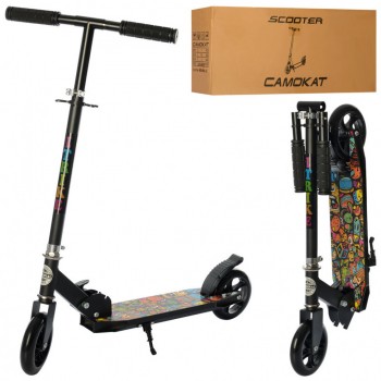 Самокат двухколёсный SR 2-039-5 с подножкой (Черный)