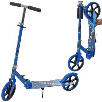 Самокат двухколёсный  SR 2-050-1-BL с подножкой , ручным тормозом