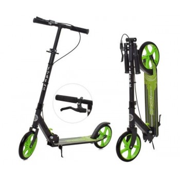 Самокат двухколёсный SR 2-051-1 с подножкой и ручным тормозом (Зелёный)