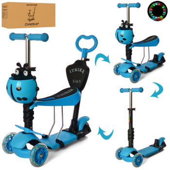 Самокат детский MAXI iTrike JR 3-068-BL с родительской ручкой