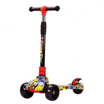 Самокат детский 3-х колесный HS2019-1 (RL7T) складной, светящиеся колеса PU (HS2019-1)