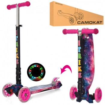 Самокат детский трехколесный JR 3-003-1-WP8  светятся колёса (Звёзды)