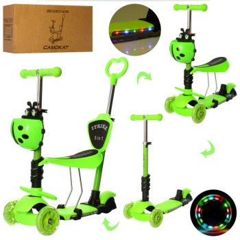 Самокат детский MAXI iTrike JR3-077-GR с родительской ручкой