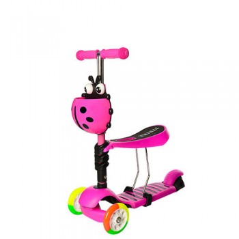 Самокат-беговел детский  JR 3-054-H трехколесный с багажником  (Розовый)