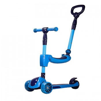 Самокат детский 3-х колесный HS2011 (RL7T) с родительской ручкой, светящиеся колеса PU (Синий)