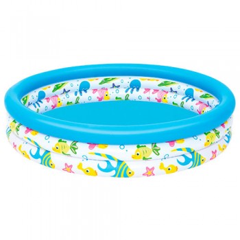 BW Бассейн 51009 детский, надувной,круглый, 122-25см, 3 кольца, в кор-ке,