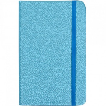 Блокнот на резинке 14*9см твердый переплет, кож/зам 5602-3L (Голубой)