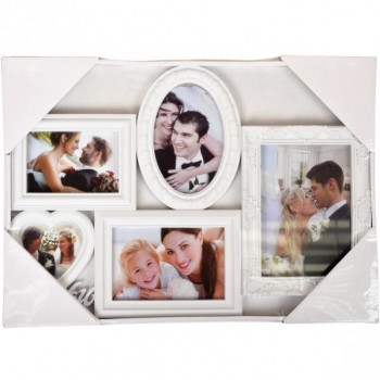 Фоторамка-коллаж белая на 5 фотографий 4-207 46*32*2см