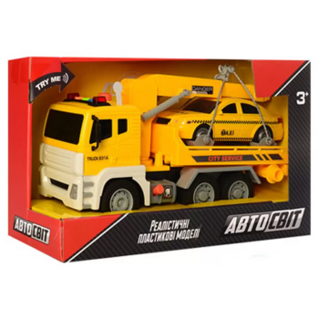 Машинка Эвакуатор АвтоСвіт AS-2610 на батарейке - таблетке (Желтый)