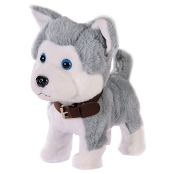 Мягкая интерактивная собачка CHUANG LI CL1734-46 на поводке (Серый с ошейником)