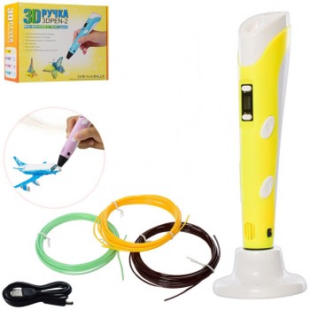 3D ручка 168-E 19 см, тип филамента (пластик) - PLA, USB шнур (Желтый)