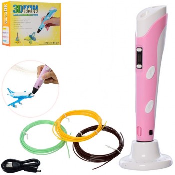 3D ручка 168-E 19 см, тип филамента (пластик) - PLA, USB шнур (Розовый)