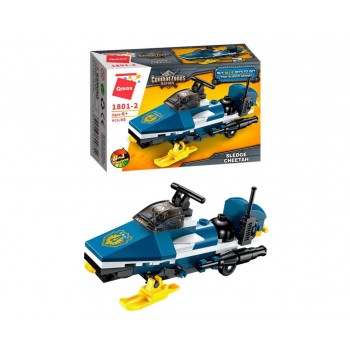 Конструктор Qman 1801-1-8 полиция, транспорт, 45-49 деталей (Снегоход)