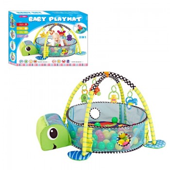 Коврик-манеж с погремушка 918  3в1 с шариками (черепаха)