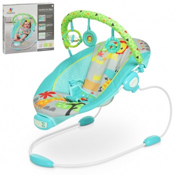 Дитяча люлька-шезлонг з вібро 6318 дуга з підсвічуванням