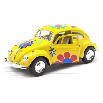 Детская модель машинки Volkswagen Beetle 1962 Classic Kinsmart KT5057WF инерционная, 1:32 (Yellow)