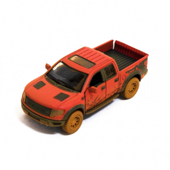 Детская модель машинки пикап Ford F-150 SVT Raptor-Supercrew Muddy Kinsmart KT5365WY инерционная, 1:46 (Red)