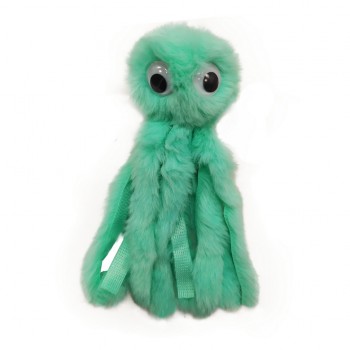 Брелок меховой осьминожка с очками BR2143, 15 см (Бирюзовый)