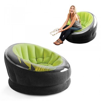 Надувное велюровое кресло 68582 с толстым дном (Зелёный)