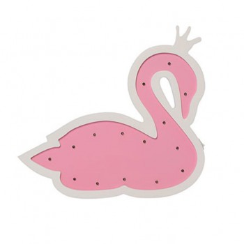 Дерев'яна іграшка нічник MD 1566 на батарейках (Рожевий Лебідь)