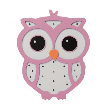 Дерев'яна іграшка нічник MD 1566 на батарейках (рожева Сова)
