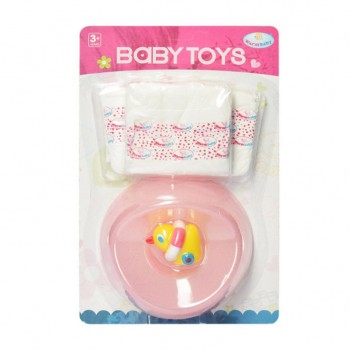 Аксессуары для пупса Warm Baby WZJ-PJ05 подгузники и горшок (Розовый)