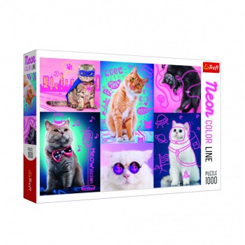 Пазл Trefl. Неонові малюнки: Супер коти 10581 (1000 Елм.)