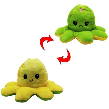 Мягкая игрушка MP 2270-4, осьминог, 30 см, двухсторонний (Зелено-желтый)